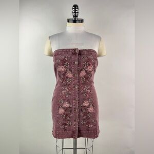 💚 3471. Denim Stretch Bodycon Button Front Mini Dress